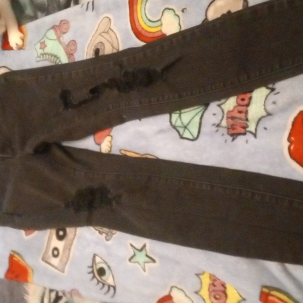 Black Distressed Skinny Stretchy Jeans
